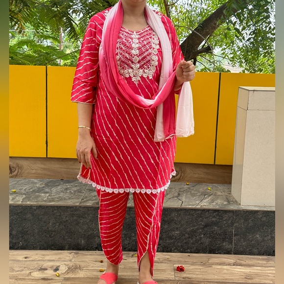 Other - Trending 3 piece L size coord set with dhoti pant, chiffon dupatta